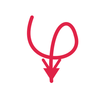 A loop directional arrow pointing south with a double arrowhead.
