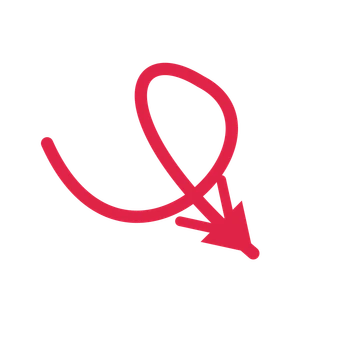 A loop directional arrow pointing south east with a double arrowhead.
