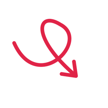 A loop directional arrow pointing south east with an open arrowhead.