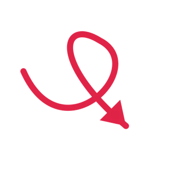 A loop directional arrow pointing south east with a solid arrowhead.