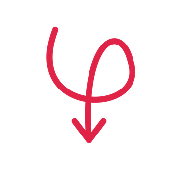 A loop directional arrow pointing south with an open arrowhead.