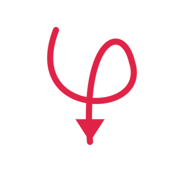 A loop directional arrow pointing south with a solid arrowhead.