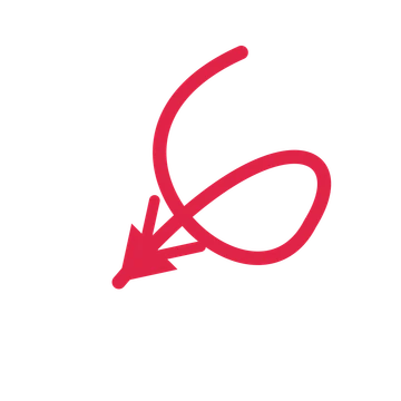 A loop directional arrow pointing south west with a double arrowhead.