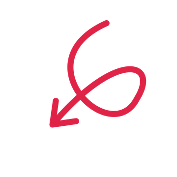 A loop directional arrow pointing south west with an open arrowhead.