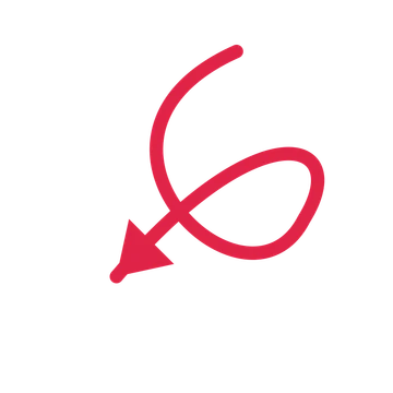 A loop directional arrow pointing south west with a solid arrowhead.