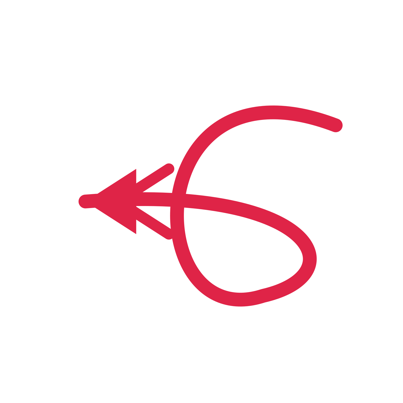 A loop directional arrow pointing west with a double arrowhead.
