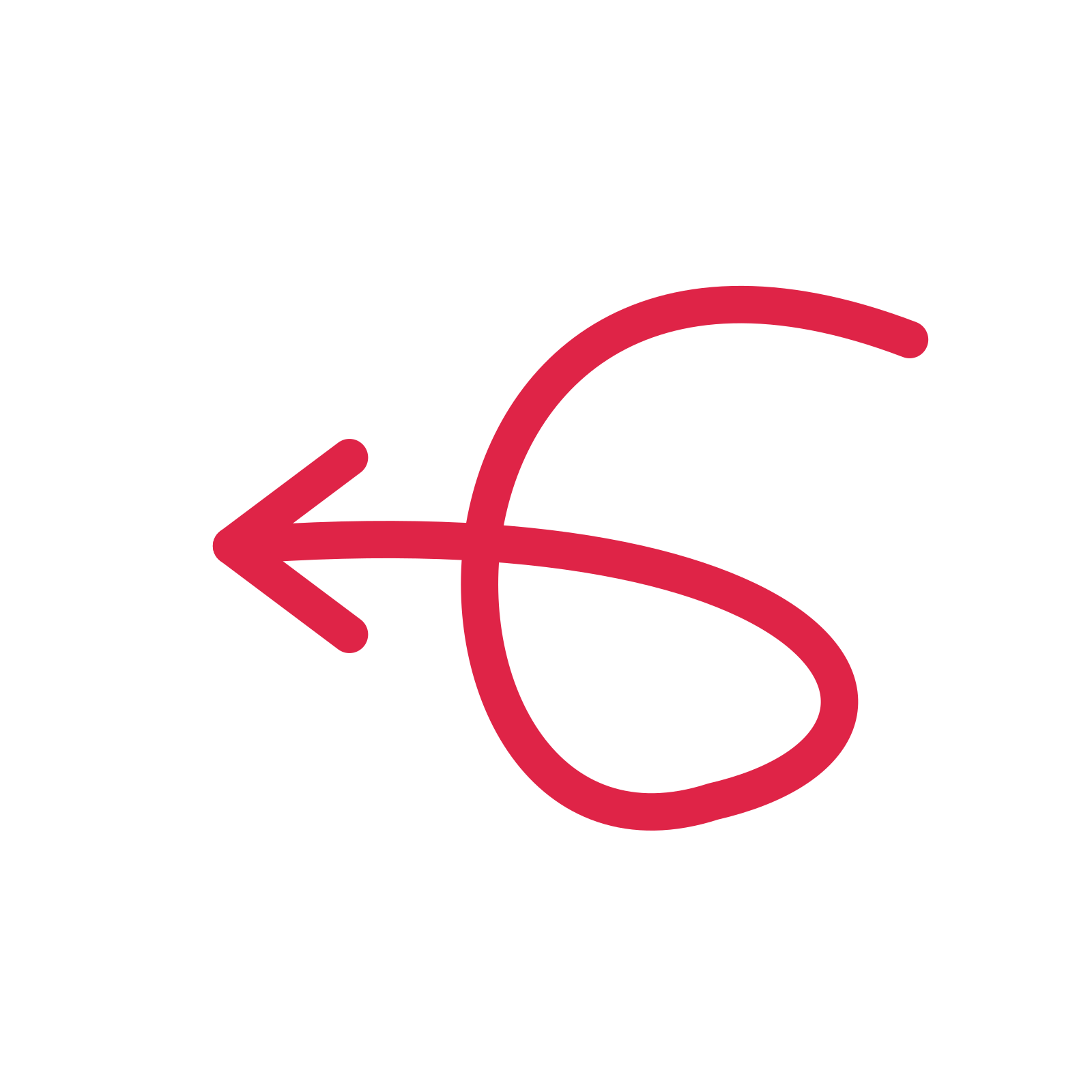 A loop directional arrow pointing west with an open arrowhead.