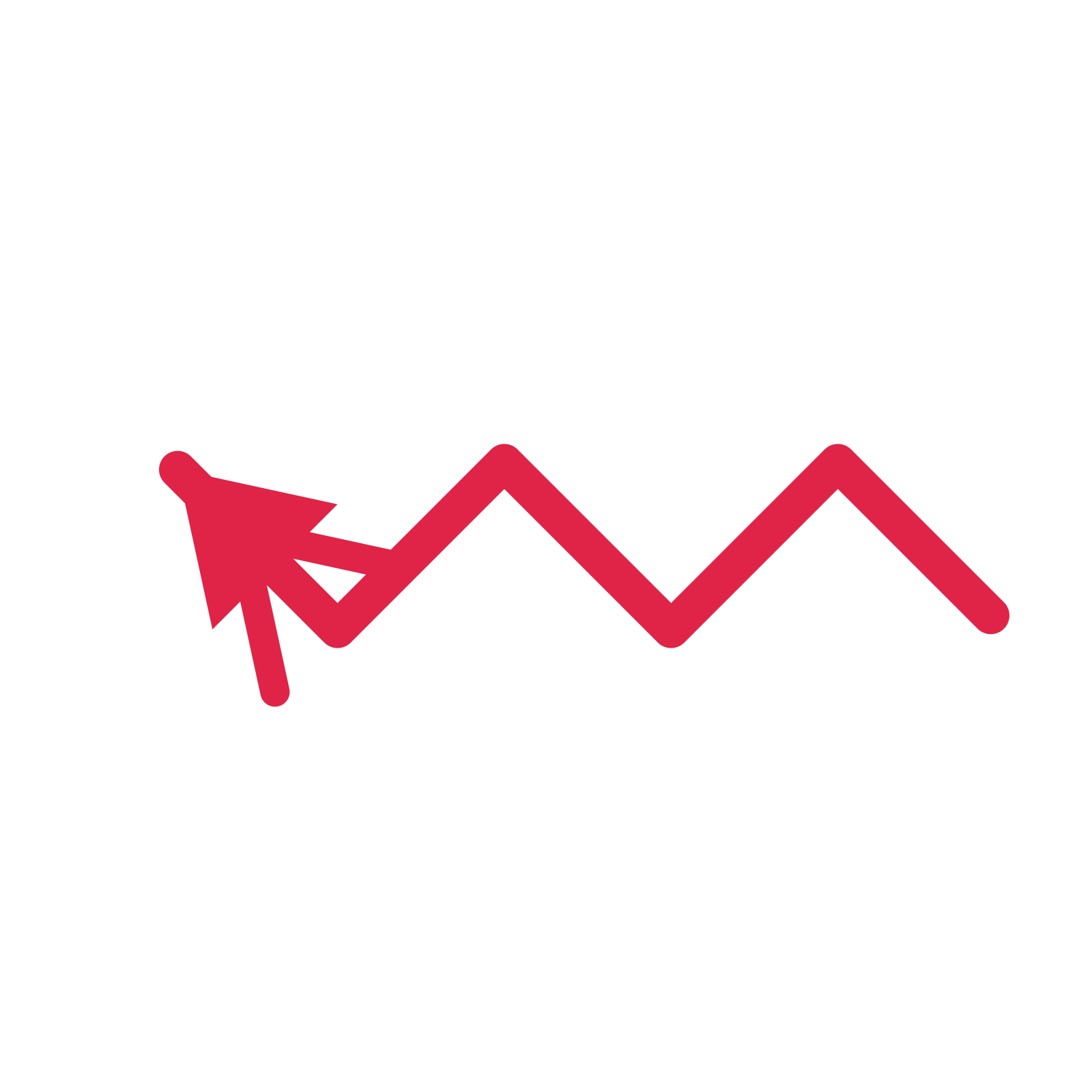 A step directional arrow pointing north west with a double arrowhead.