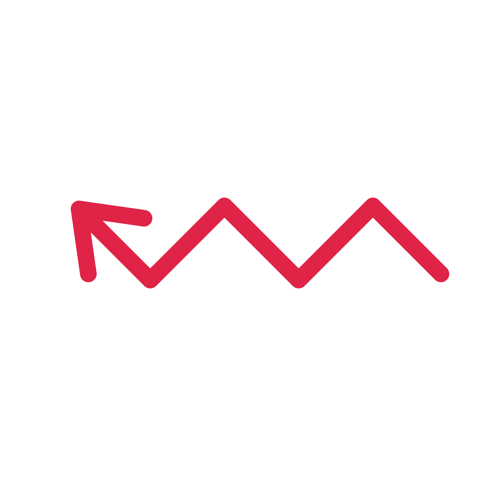 A step directional arrow pointing north west with an open arrowhead.