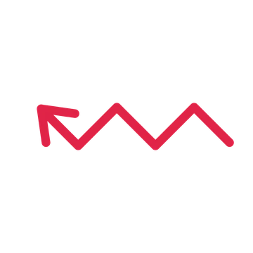 A step directional arrow pointing north west with an open arrowhead.
