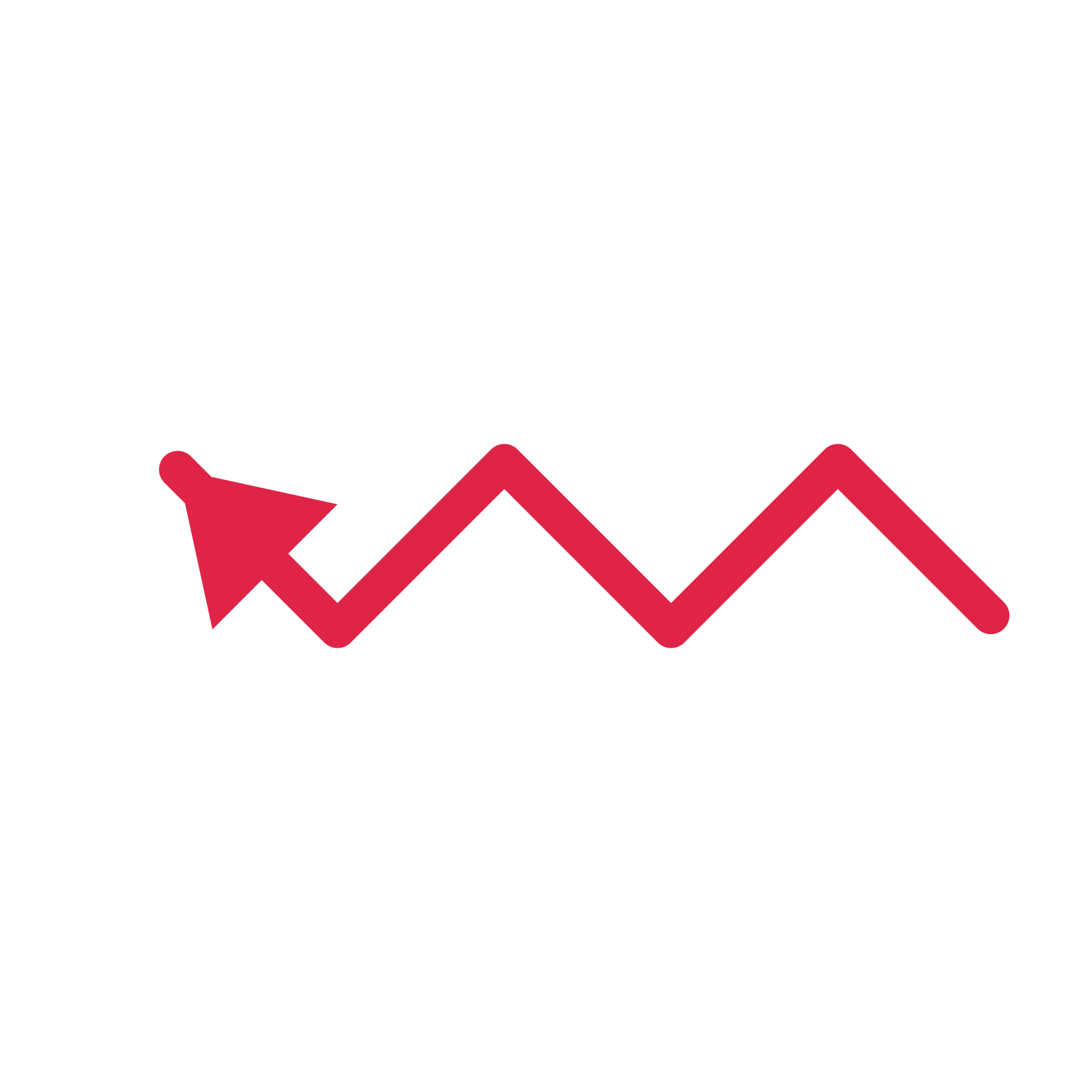 A step directional arrow pointing north west with a solid arrowhead.
