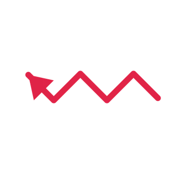 A step directional arrow pointing north west with a solid arrowhead.