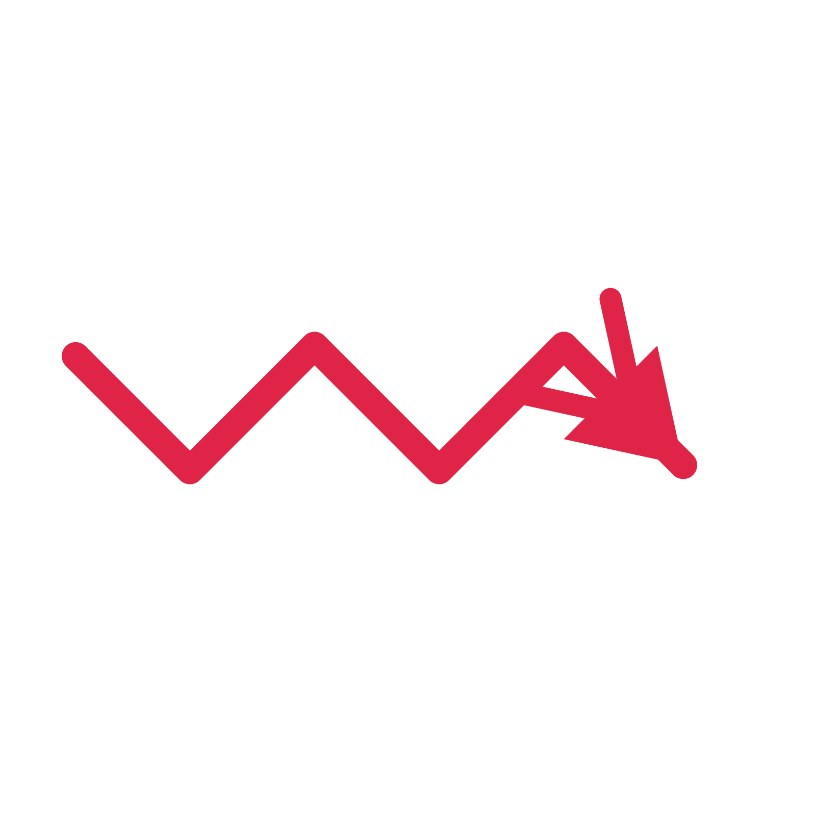 A step directional arrow pointing south east with a double arrowhead.