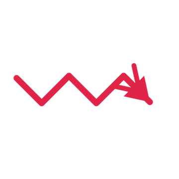 A step directional arrow pointing south east with a double arrowhead.
