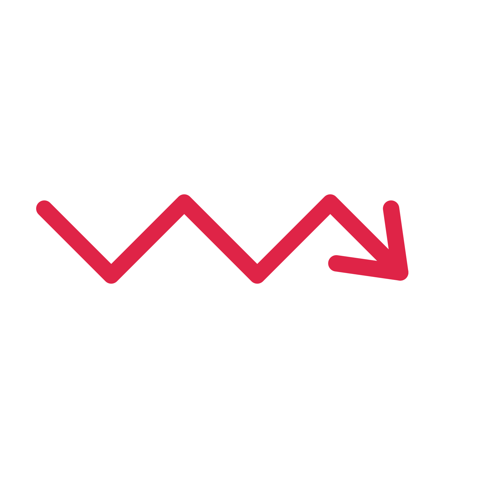 A step directional arrow pointing south east with an open arrowhead.