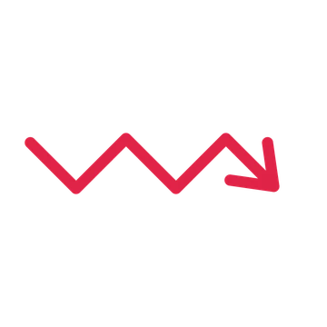A step directional arrow pointing south east with an open arrowhead.