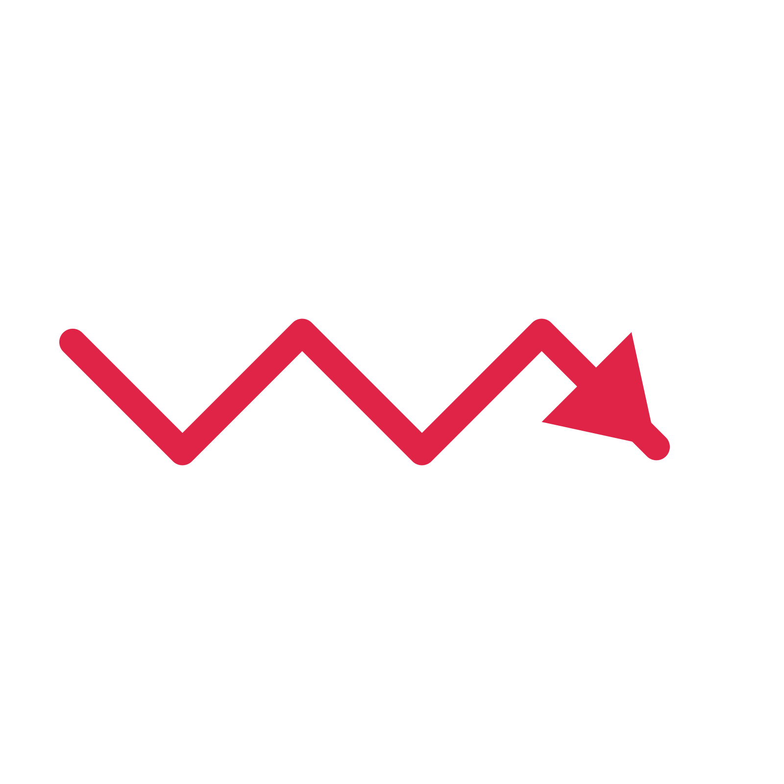 A step directional arrow pointing south east with a solid arrowhead.
