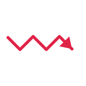 A step directional arrow pointing south east with a solid arrowhead.