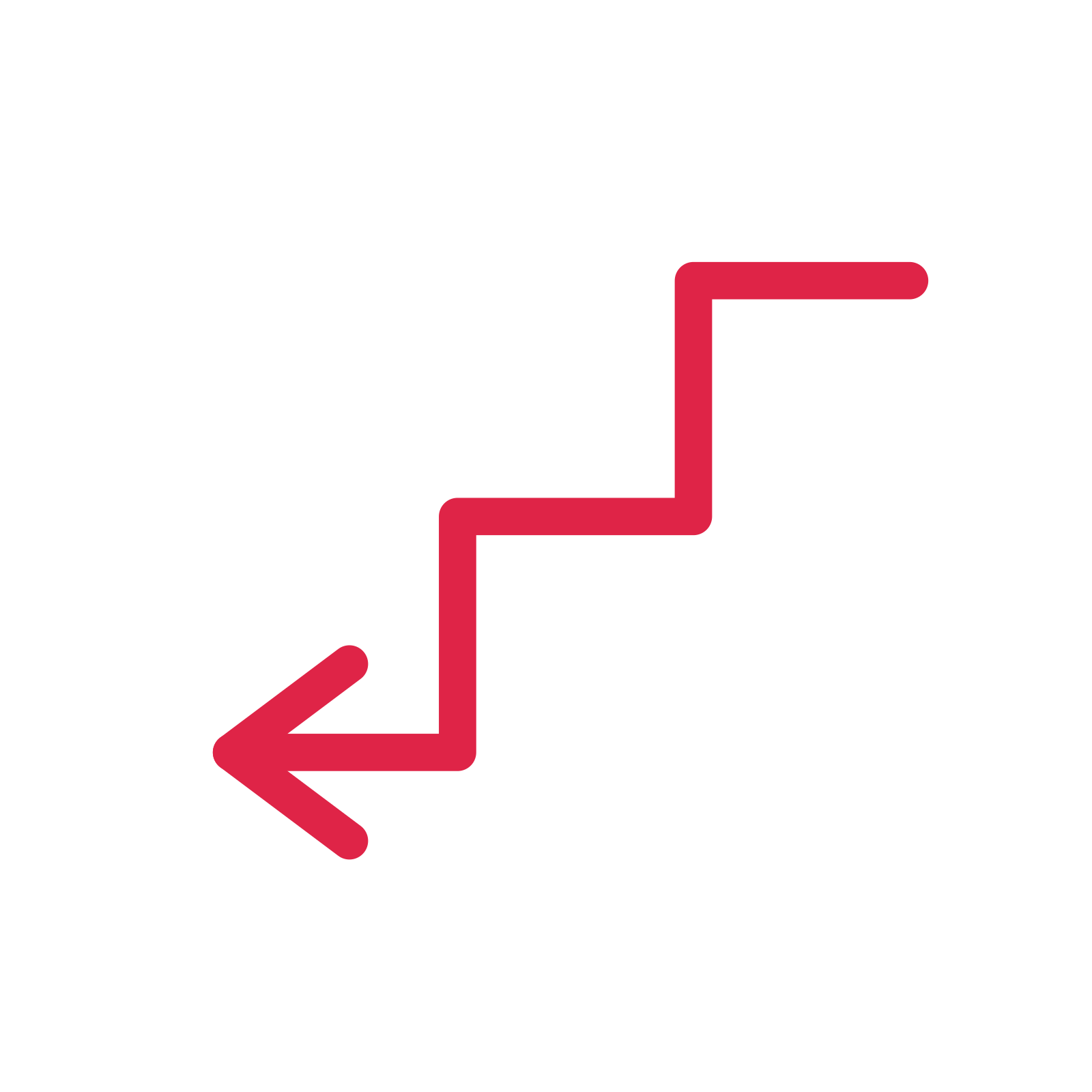 A step directional arrow pointing west with an open arrowhead.
