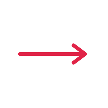 A straight directional arrow pointing east with a open arrowhead.