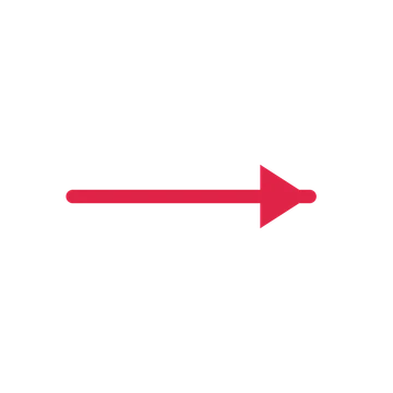 A straight directional arrow pointing east with a solid arrowhead.