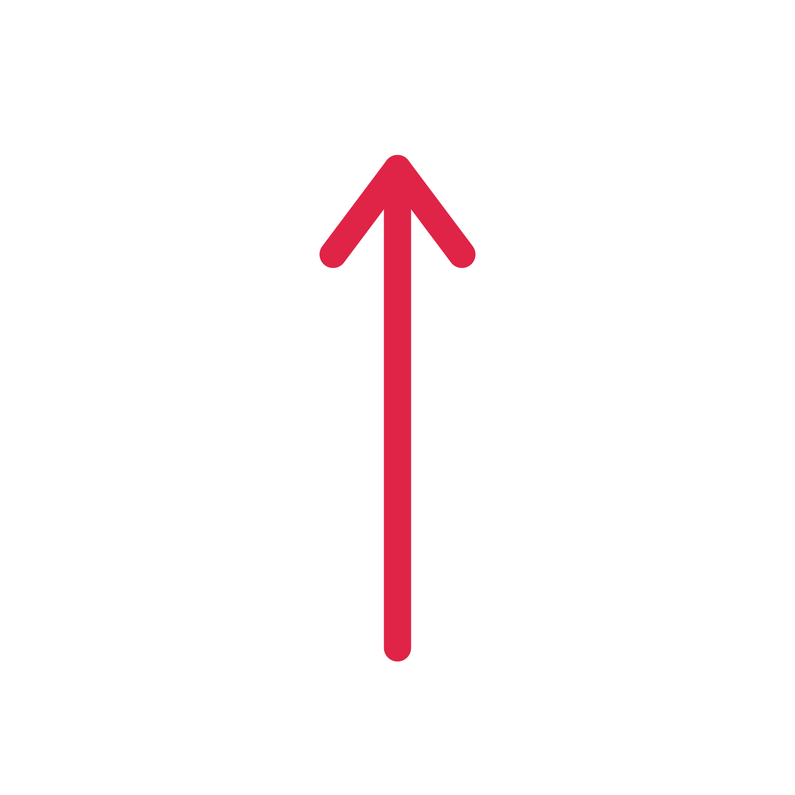 A straight directional arrow pointing north with an open arrowhead.