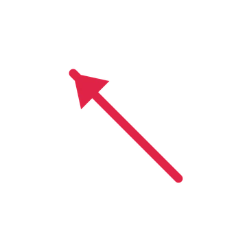 A straight directional arrow pointing north west with a solid arrowhead.
