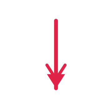 A straight directional arrow pointing south with a double arrowhead.