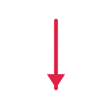 A straight directional arrow pointing south with a solid arrowhead.