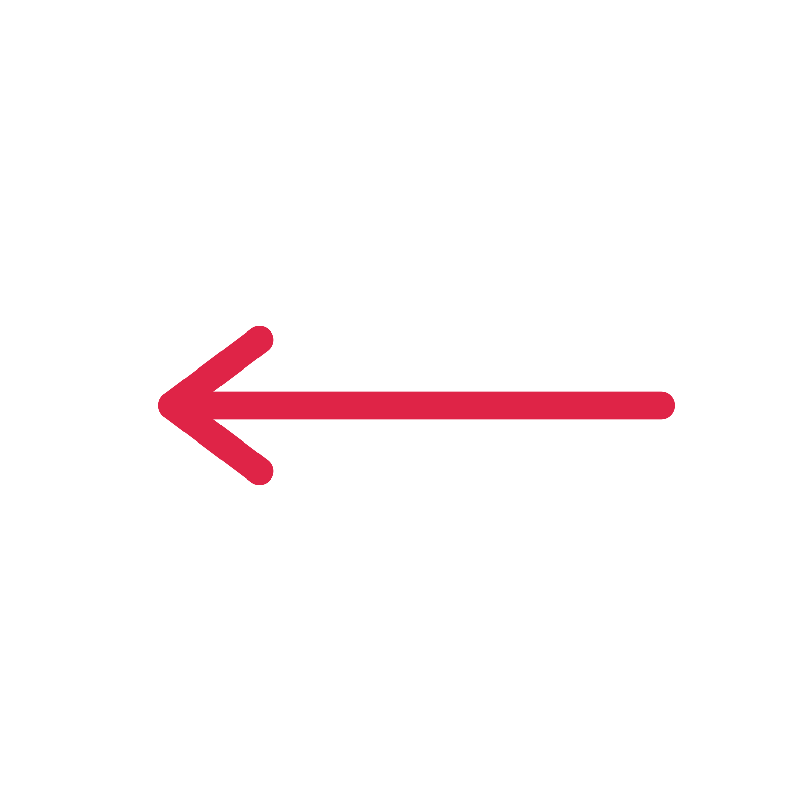 A straight directional arrow pointing west with an open arrowhead.