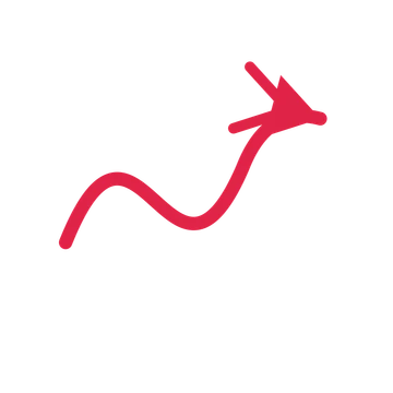 A wave directional arrow pointing east with a double arrowhead.