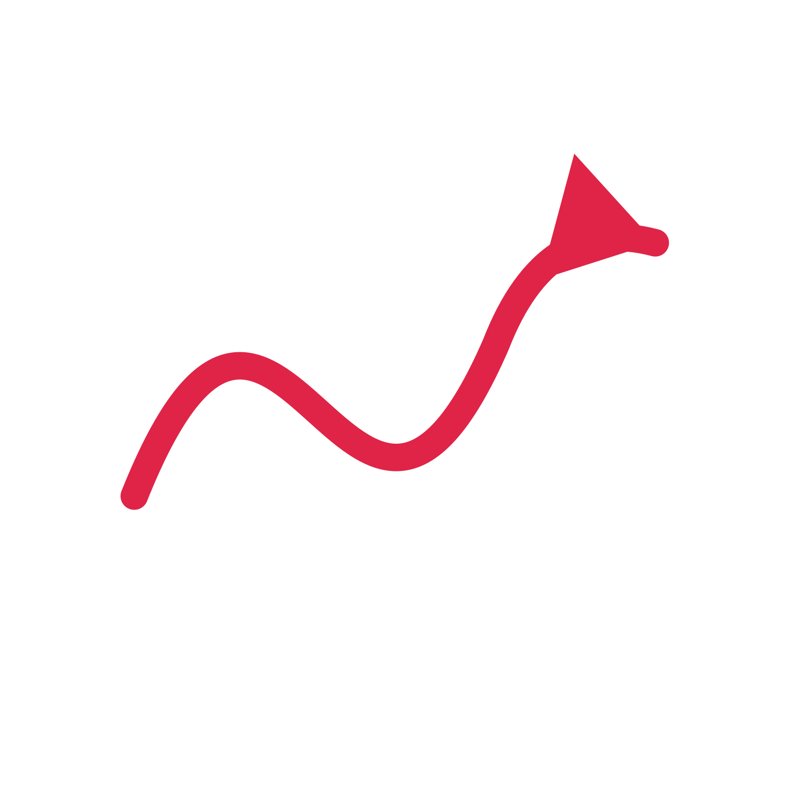A wave directional arrow pointing east with a solid arrowhead.