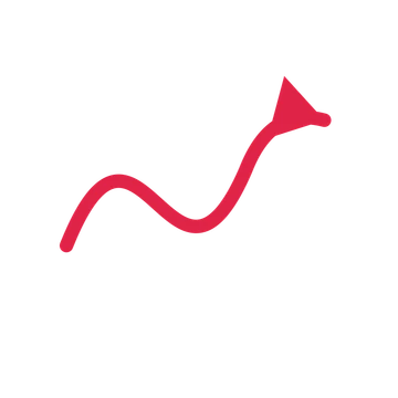 A wave directional arrow pointing east with a solid arrowhead.