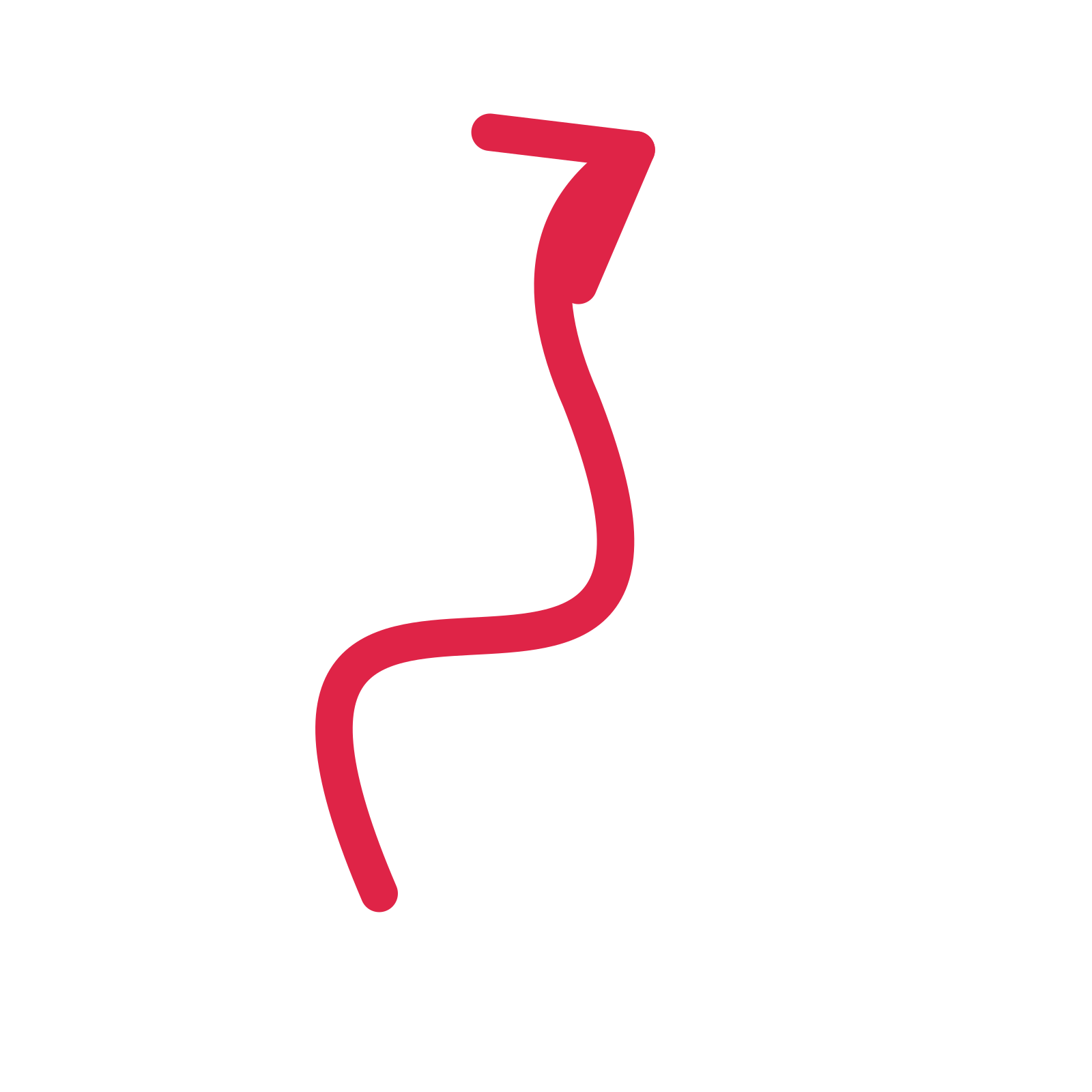 A wave directional arrow pointing north east with an open arrowhead.