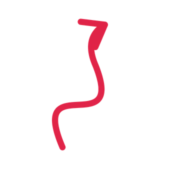 A wave directional arrow pointing north east with an open arrowhead.