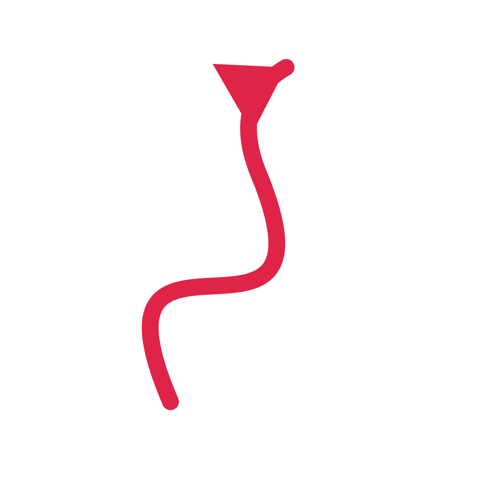 A wave directional arrow pointing north east with a solid arrowhead.