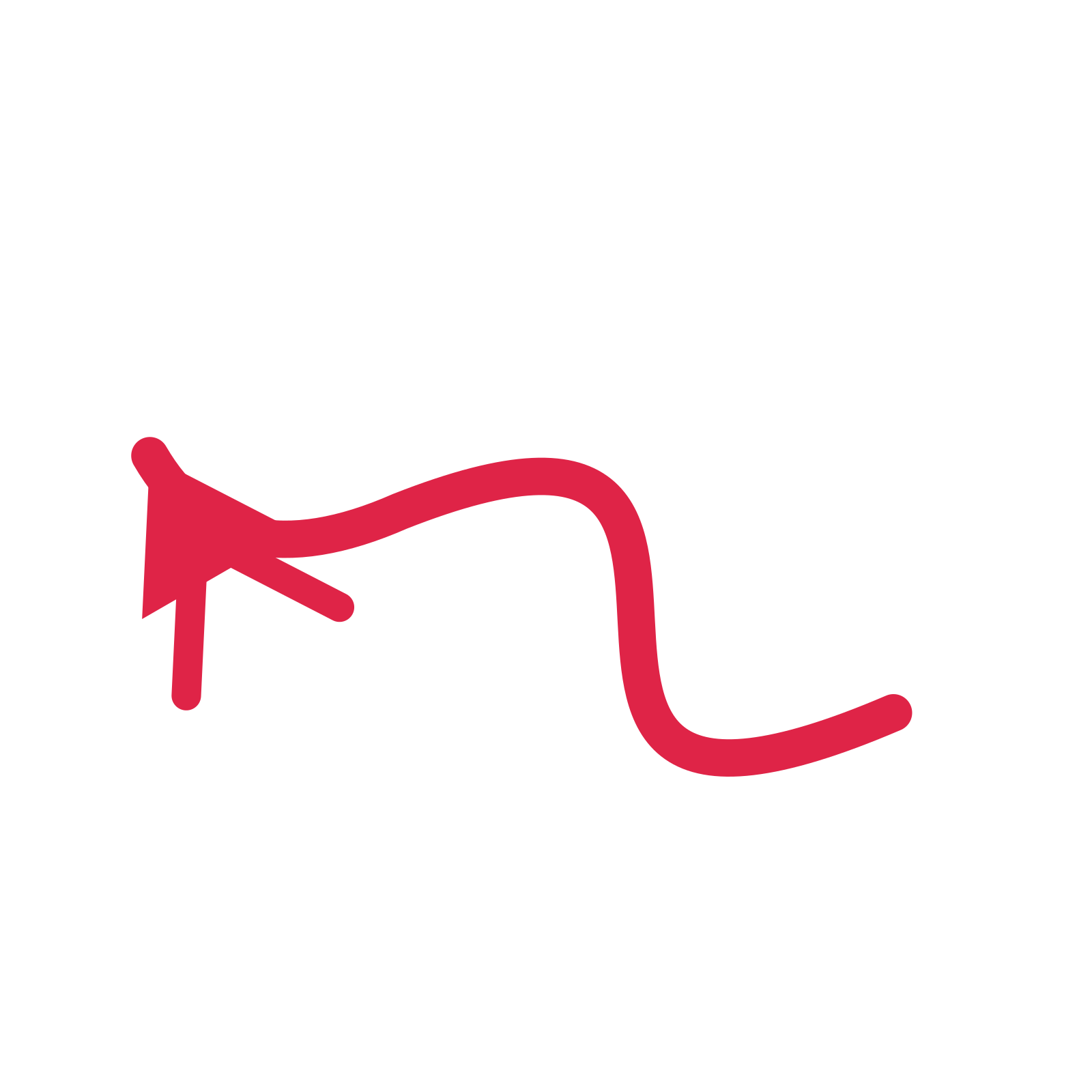 A wave directional arrow pointing north west with a double arrowhead.