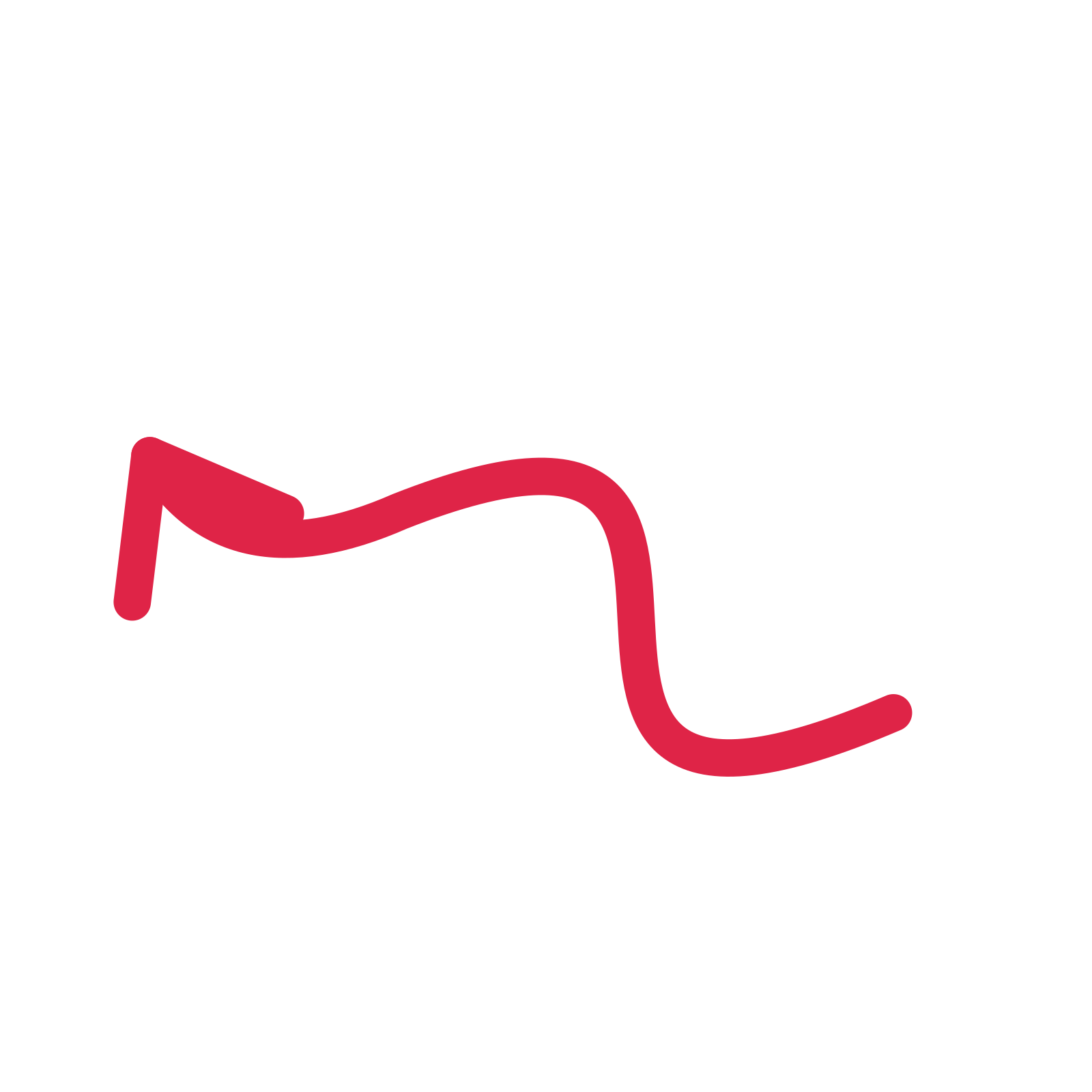 A wave directional arrow pointing north west with an open arrowhead.