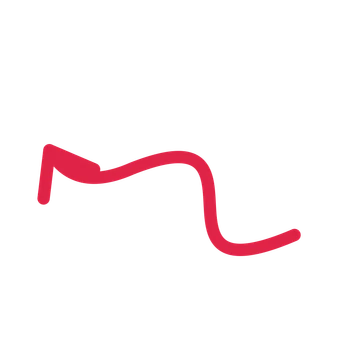 A wave directional arrow pointing north west with an open arrowhead.