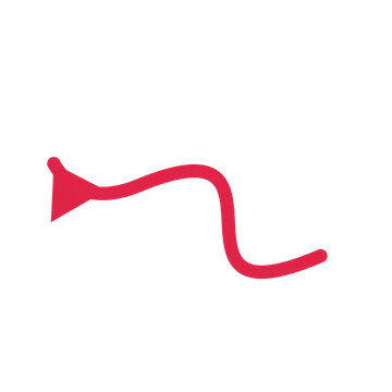 A wave directional arrow pointing north west with a solid arrowhead.