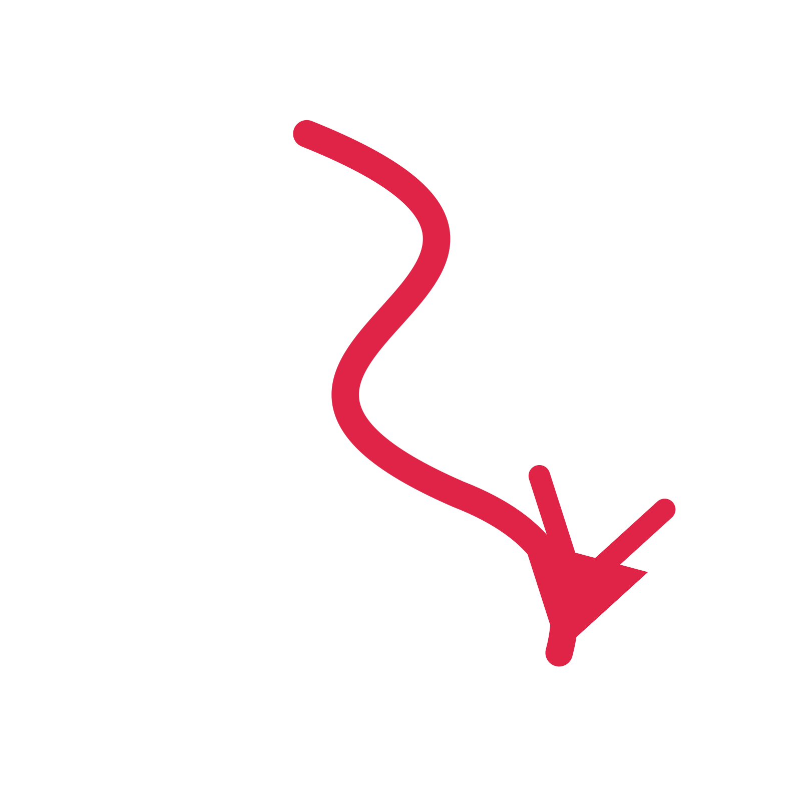 A wave directional arrow pointing south with a double arrowhead.
