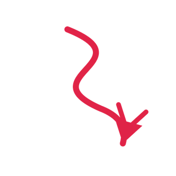 A wave directional arrow pointing south with a double arrowhead.