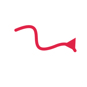 A wave directional arrow pointing south east with a solid arrowhead.