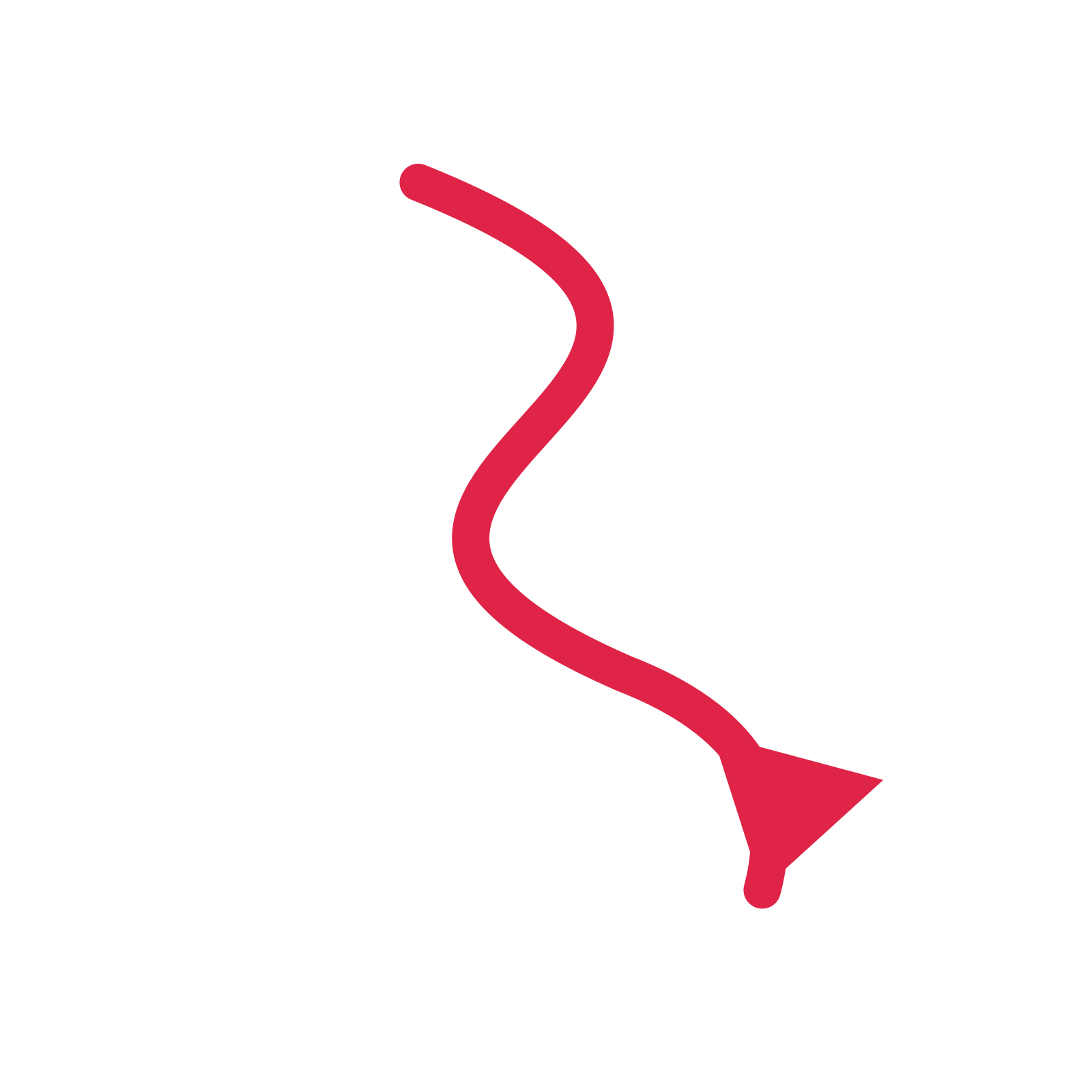 A wave directional arrow pointing south with a solid arrowhead.