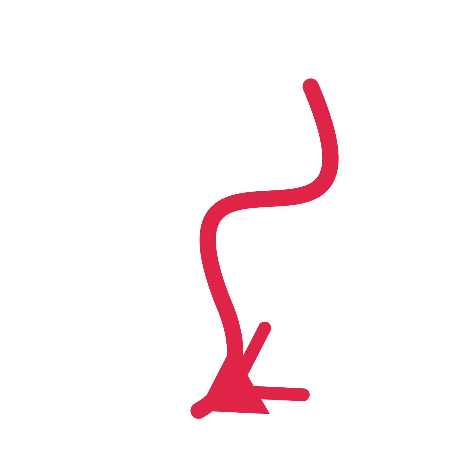 A wave directional arrow pointing south west with a double arrowhead.