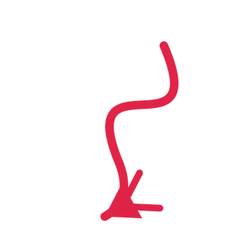 A wave directional arrow pointing south west with a double arrowhead.