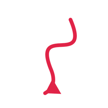 A wave directional arrow pointing south west with a solid arrowhead.