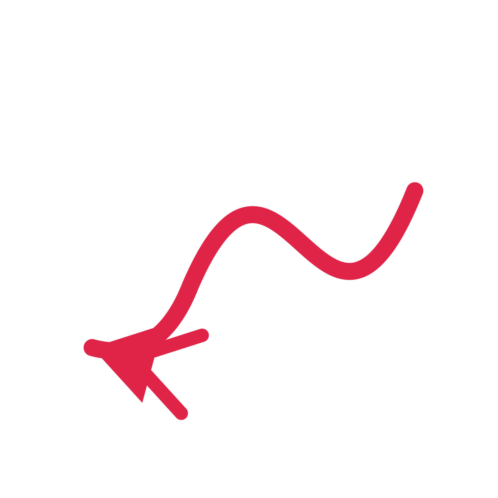A wave directional arrow pointing west with a double arrowhead.