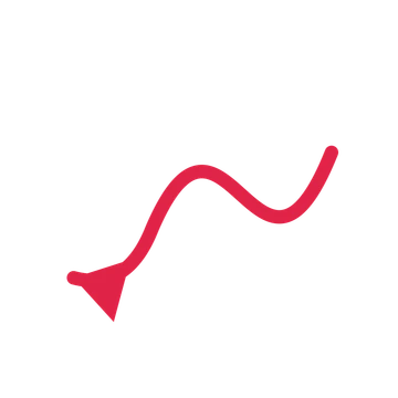 A wave directional arrow pointing west with a solid arrowhead.