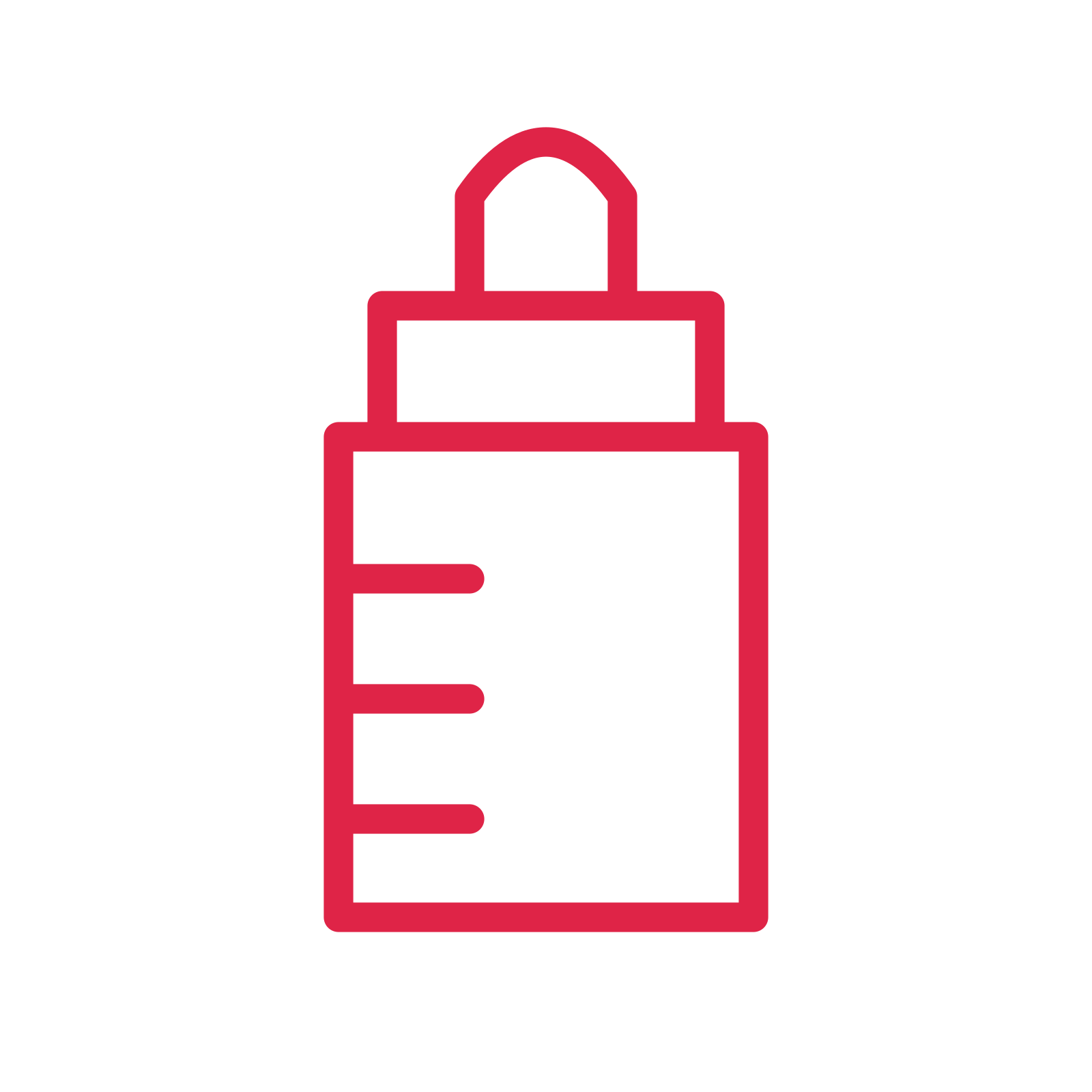 Baby feeding bottle drawn as an outline icon with clean rounded lines.